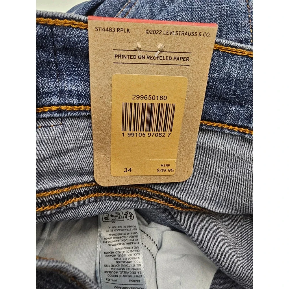 Levi's Womens Mid Rise Mid-Length Shorts Blue Cotton Blend Casual Size 18/34